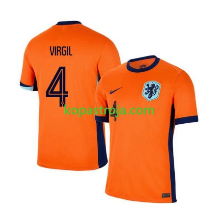 Billiga Fotbollströjor Nederländerna Virgil van Dijk 4 Hemma tröja EM 2024 Kortärmad